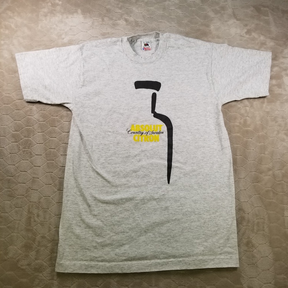 VTG‎ Absolut Citron Country Of Sweden Promotional T Shirt Single Stitch Sz Lg